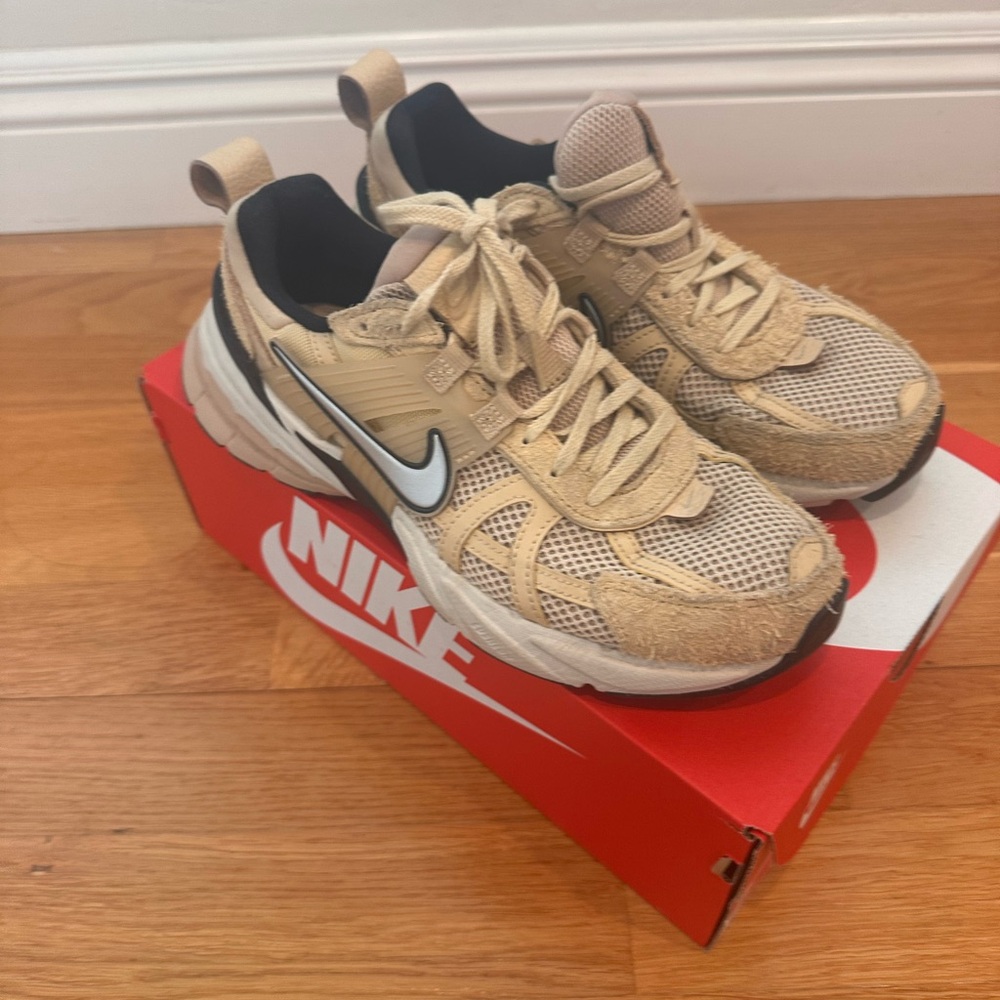 Nike V2K Run Sneakers - Sesame and Chrome